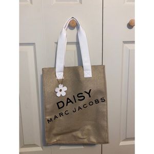 Mark Jacobs Daisy Burlap Gold Shimmery Canvas Tote